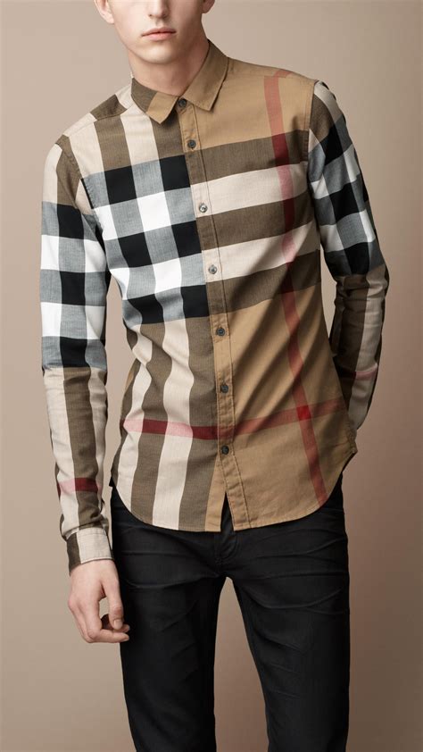 burberry check shirt mens yellow|burberry check cotton shirts.